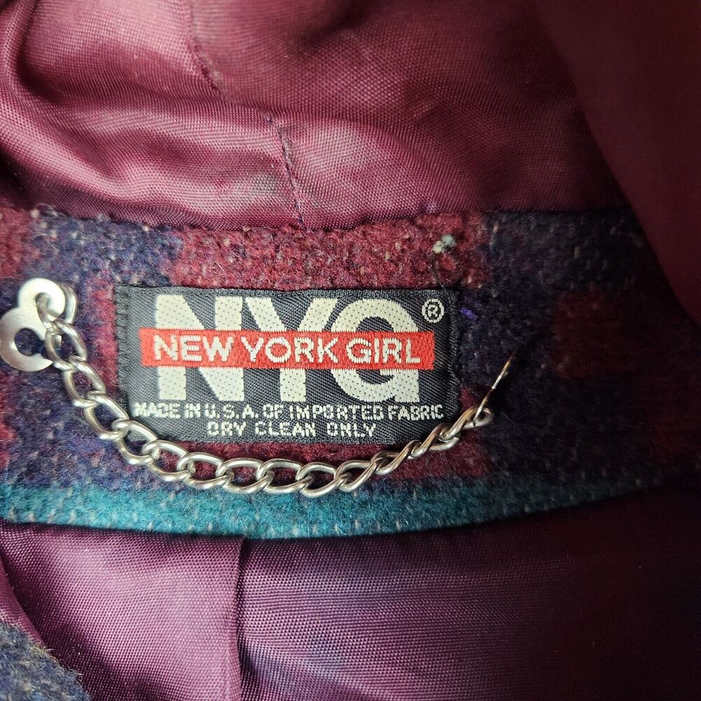 Vintage New York Girl Womens Wool Blend Western Aztec Jacket Duffle Coat Size 12 - Picture 3 of 10